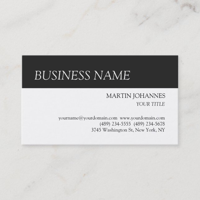 Stylish Grey Black White Business Card (Front)