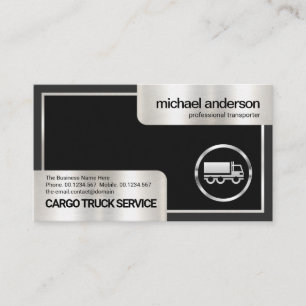 Stylish Grey Box Silver Frame Truck Transport Business Card