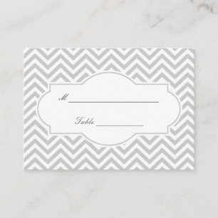 Stylish Grey Chevron Stripes Wedding Place Card