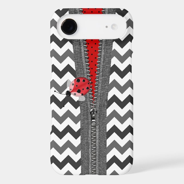 Stylish Grey Chevron Zipper & Ladybug Case-Mate Samsung Galaxy Case (Back)