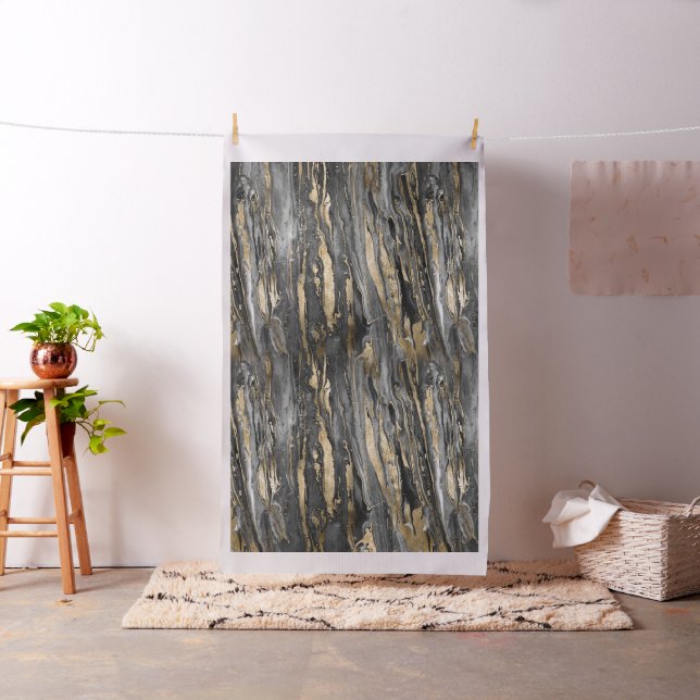 Stylish Grey Gold Abstract Marble Fabric (In Situ)