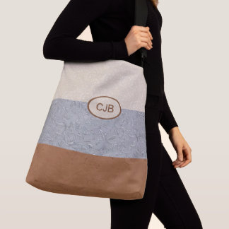 Stylish Grey, Ivory, and Brown Tote Bag