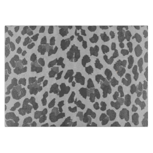 Stylish Grey Leopard Print Glass Cutting Board