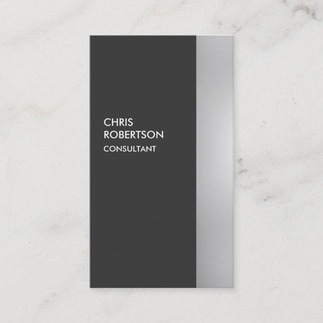 Stylish Grey Modern Vertical Business Card (Front)