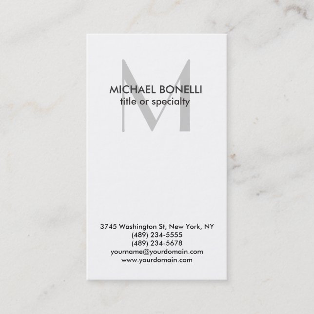 Stylish Grey Monogram Black White Business Card (Front)