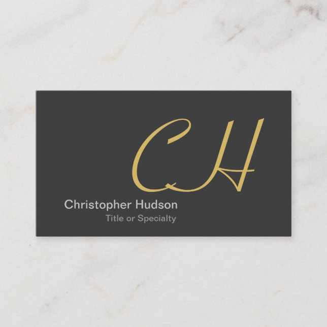Stylish Grey Monogram Consultant Business Card (Front)