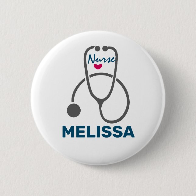 Stylish Grey Nursing Stethescope Illustration 6 Cm Round Badge (Front)