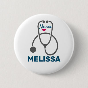 Stylish Grey Nursing Stethescope Illustration 6 Cm Round Badge