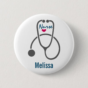 Stylish Grey Nursing Stethescope Illustration 6 Cm Round Badge