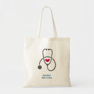Stylish Grey Nursing Stethescope Illustration Tote Bag