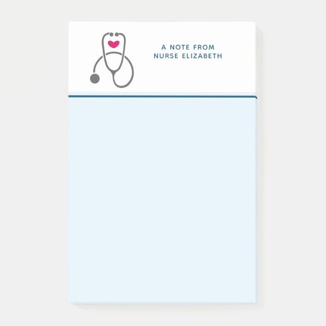 Stylish Grey Nursing Stethoscope Illustration Post-it Notes (Front)