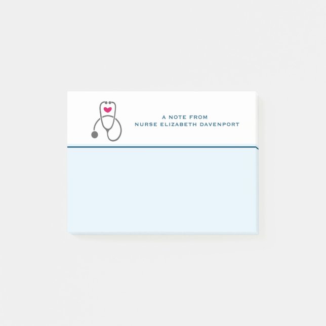 Stylish Grey Nursing Stethoscope Illustration Post-it Notes (Front)