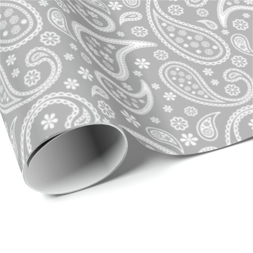 Image of Stylish Grey Paisley Pattern Wrapping Paper