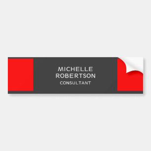 Stylish Grey Red Minimalist Modern Bumper Sticker
