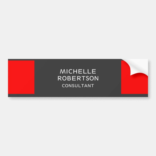 Stylish Grey Red Minimalist Modern Bumper Sticker (Front)