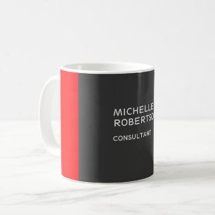 Stylish Grey Red Minimalist Modern Coffee Mug