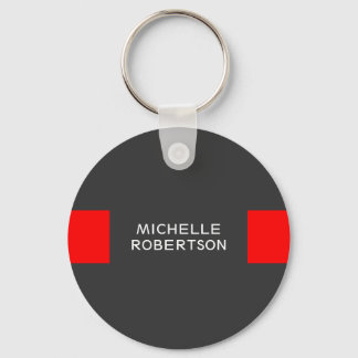 Stylish Grey Red Minimalist Modern Key Ring