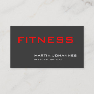 Stylish Grey Red Personal Trainer Business Card