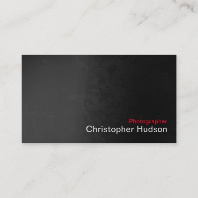 Stylish Grey Red Photography Artist Business Card (Front)