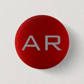 Stylish Grey Red Trendy Monogram 3 Cm Round Badge