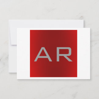 Stylish Grey Red Trendy Monogram Invitation