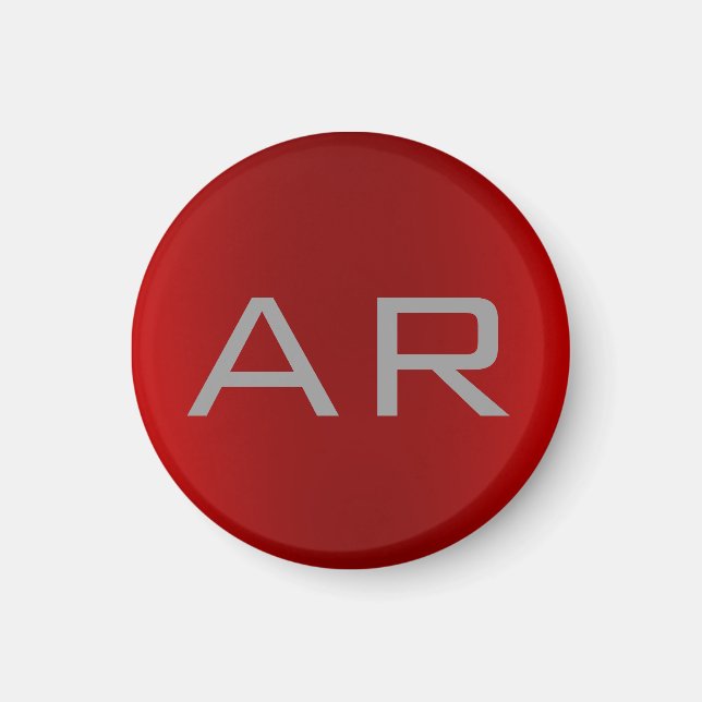 Stylish Grey Red Trendy Monogram Magnet (Front)