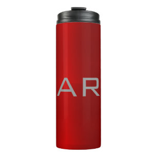 Stylish Grey Red Trendy Monogram Thermal Tumbler