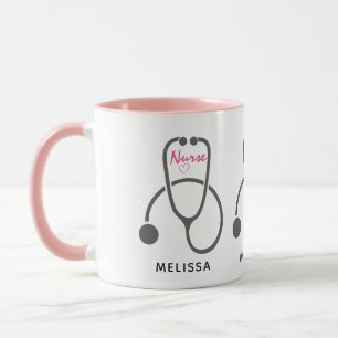Stylish Grey Stethescope Illustration Nurse Mug