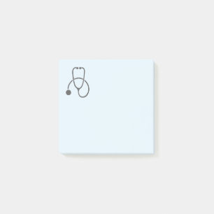 Stylish Grey Stethescope on Pastel Blue Post-it Notes