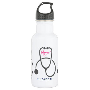 Stylish Grey Stethoscope Illustration Nurse 532 Ml Water Bottle