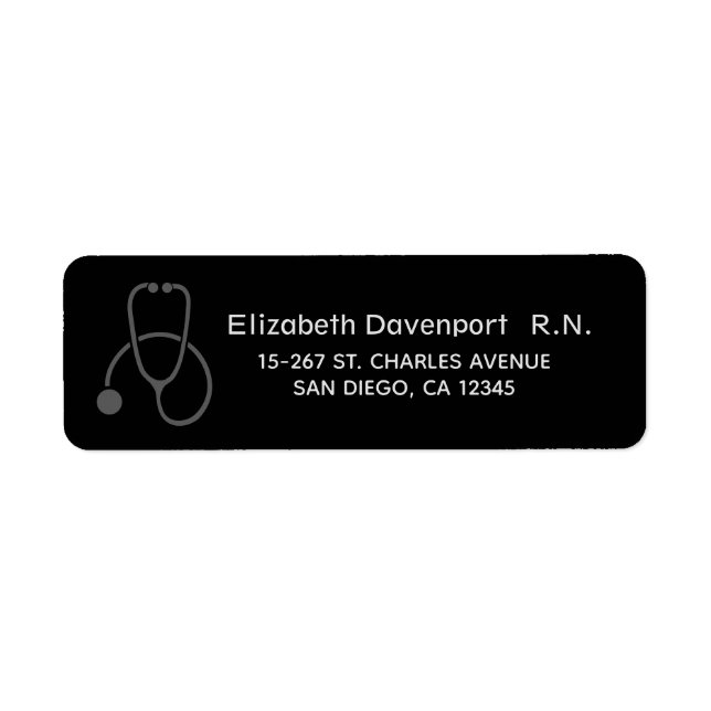 Stylish Grey Stethoscope Illustration on Black (Front)