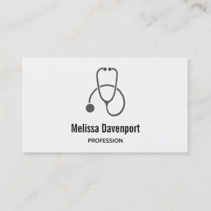 Stylish Grey Stethoscope Medical Business Card