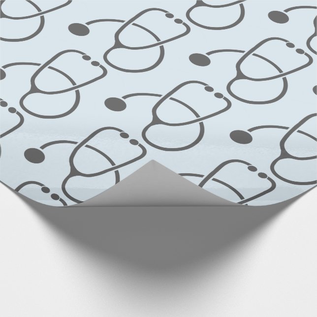 Stylish Grey Stethoscope Pattern Wrapping Paper (Corner)