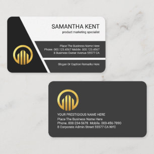 Stylish Grey Trapezium Layers Business Owner Business Card