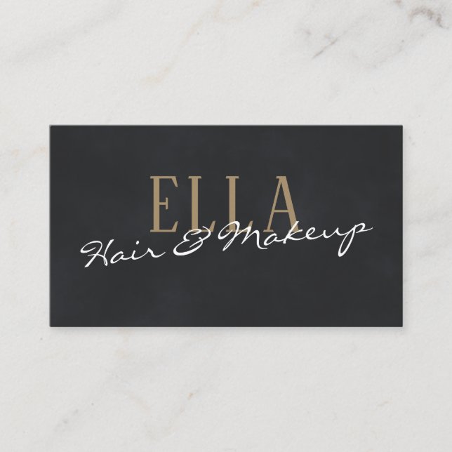 Stylish Grey Watercolor Hair Makeup Business Card (Front)