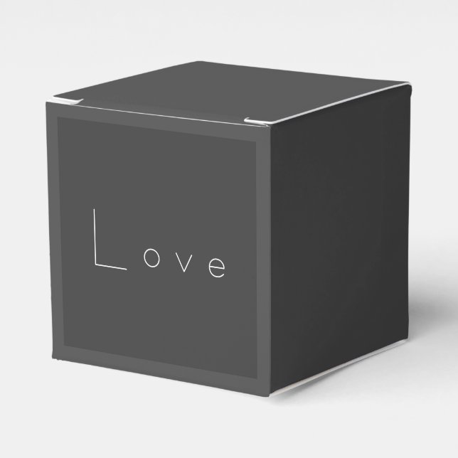 Stylish Grey White Love Wedding Favour Box (Front Side)