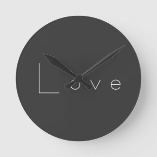 Stylish Grey White Love Wedding Round Clock