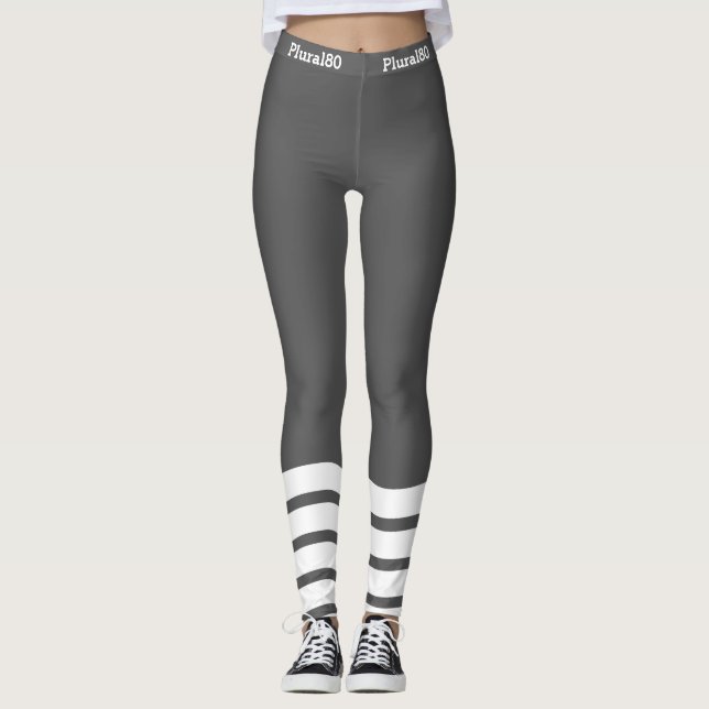 Stylish grey white workout  leggings (Front)