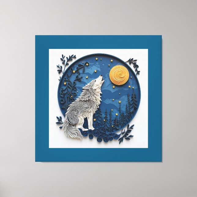 Stylish Grey Wolf Howling at the Moon  Canvas Print (Front)