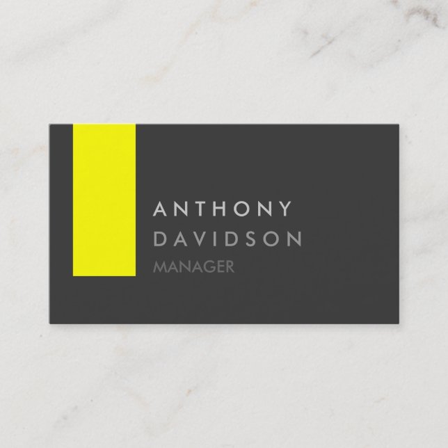 Stylish Grey Yellow Contemporary Business Card (Front)