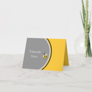 Stylish Grey & Yellow Ladybug Thank You Card