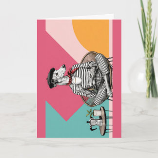 Stylish Greyhound Coffee Pop Art Portrait Card
