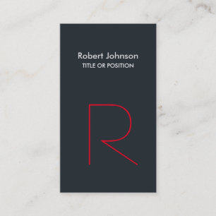 Stylish Greyish Blue Red Monogram Business Card