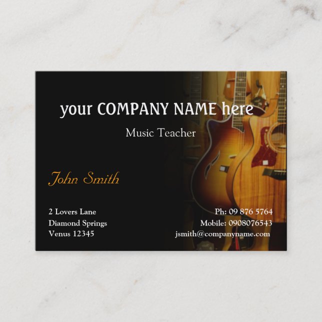 Stylish Guitar Business Card (Front)