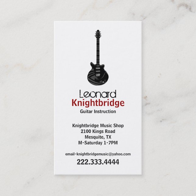 Stylish Guitar Business Card (Front)