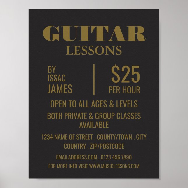 Stylish Guitar Lessons Advertising Poster (Front)