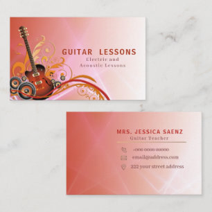 Stylish Guitarist Guitar Player Teacher Business Card