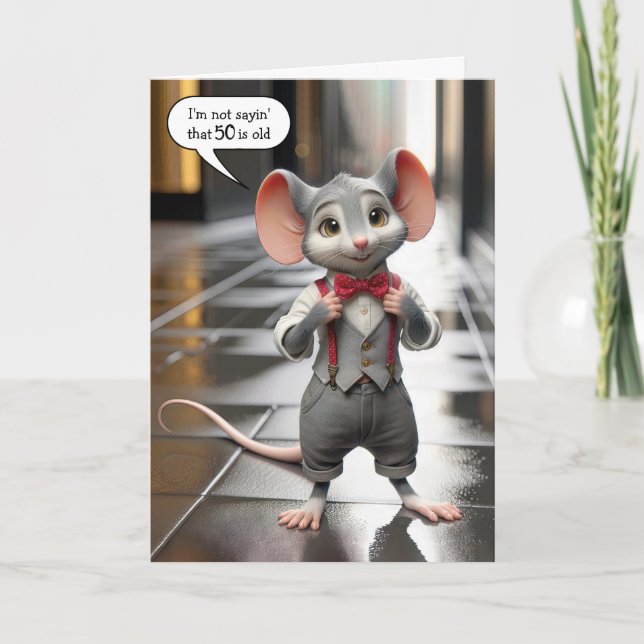 Stylish Guy Mouse for 50th Birthday  Card (Front)