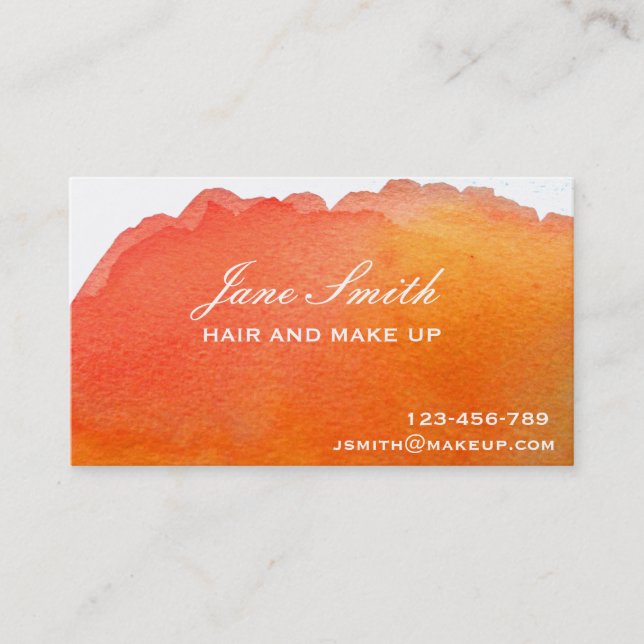 Stylish hair and make up wedding peach business card (Front)