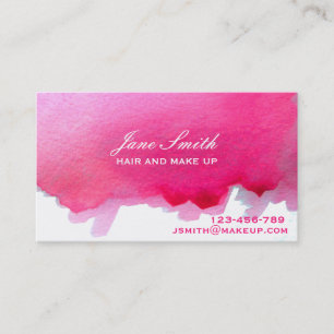 Stylish hair and make up wedding pink business card
